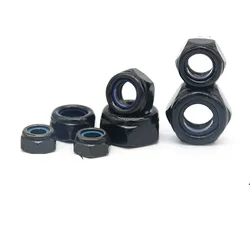 2-25PcsDIN985  M2 M2.5 M3 M4 M5 M6 M8 M10 M12 M16  Black Hex Nylon Insert Lock Nut Self-locking Locknut