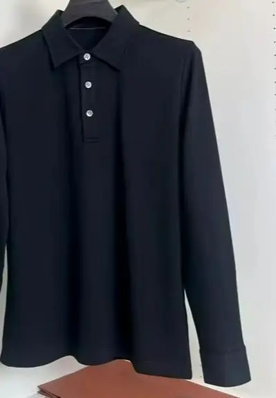 

Итальянский LP старый стиль денег 25, весенне-осенняя хлопковая рубашка-поло с длинными рукавами и лацканами, деловая повседневная простая рубашка-поло