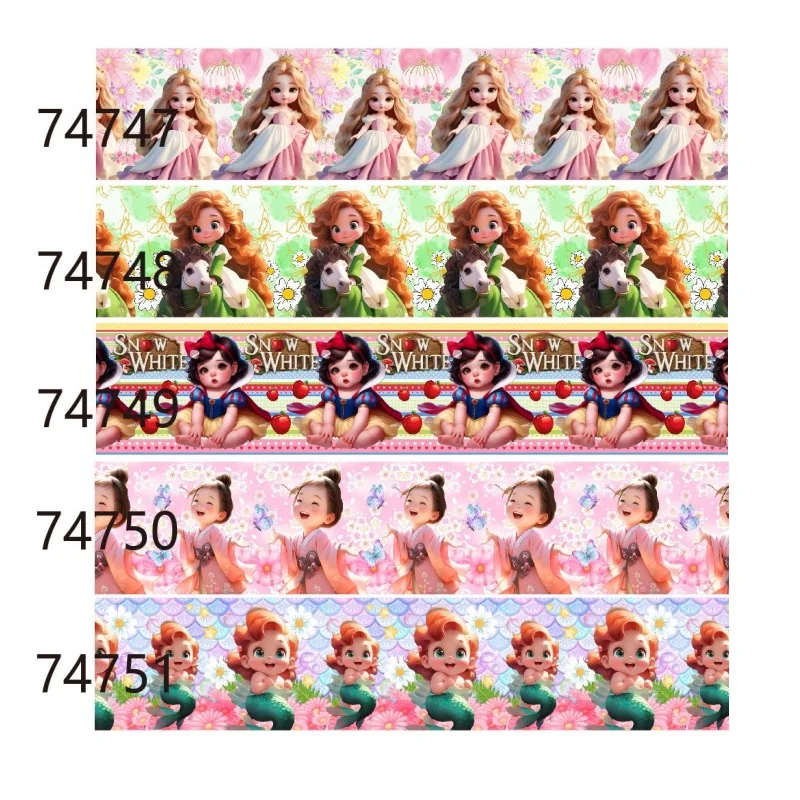

(5yards) New Baby Princess Cartoon Disney Grosgrain Ribbon for Hairbows Decoration Handmade DIY Craft Materials