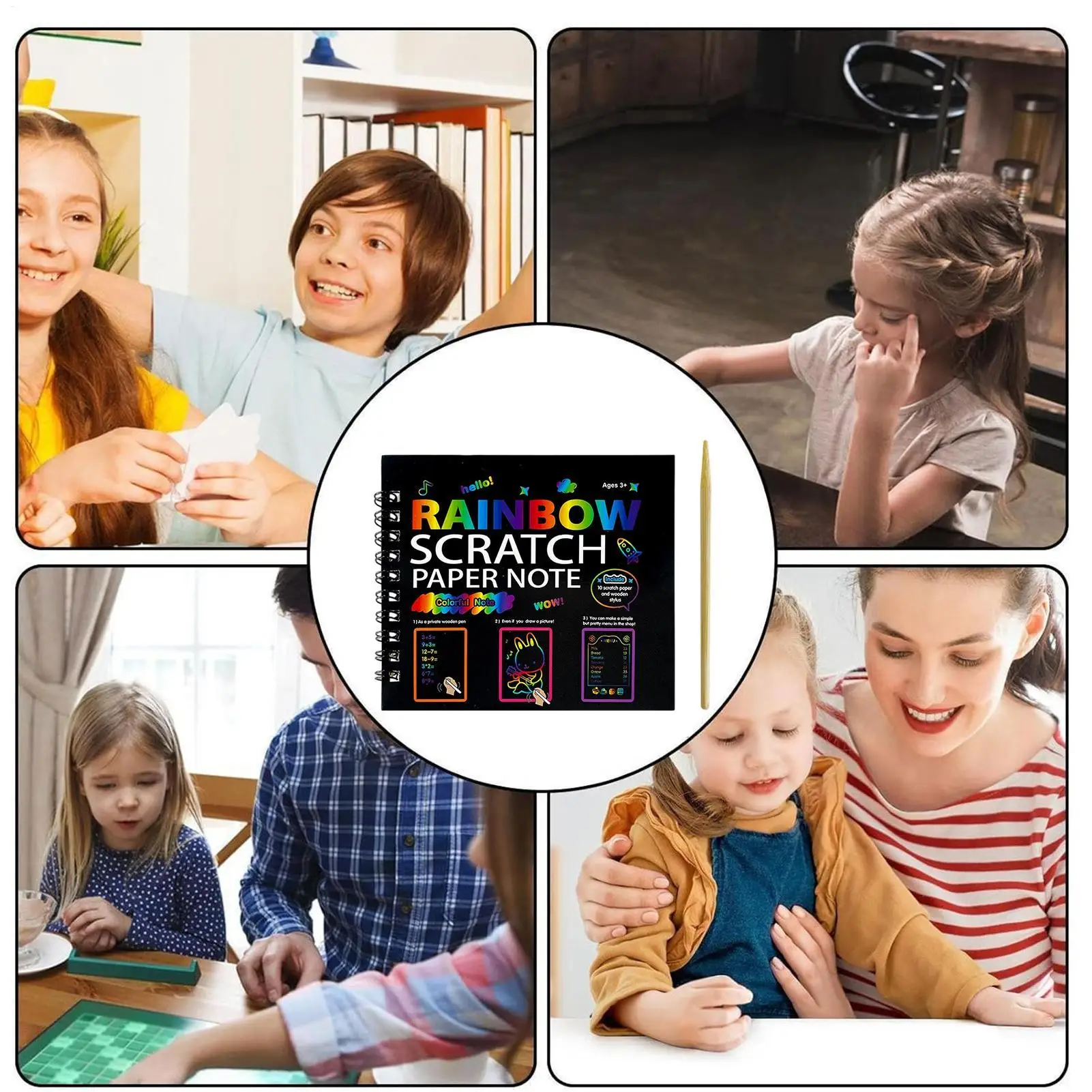 Arranhar papel arco-íris colorir artesanato livro zero artesanato papel nota livros para crianças meninos estudante sala de aula casa viagem avião