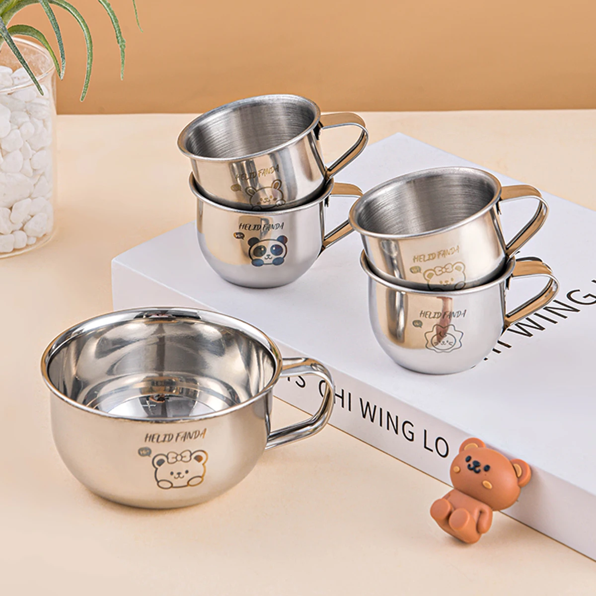 Mini taza para beber para niños, 70/200ML, con asa, tazas de acero inoxidable 304, vaso anti escaldaduras y anticaída, taza para café y leche N