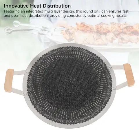 Korean BBQ Griddle Korean BBQ Grill Pan Stainless Steel Even Heat Distribution Easy Cleanup Multipurpose Use Outdoor Grill Plate