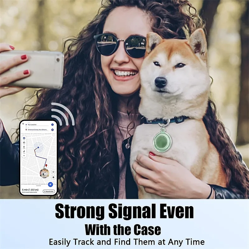 IPX8 impermeável Airtag titular com chaveiro, Apple Air Tag Case para bagagem, colar de cão chaves rastreador