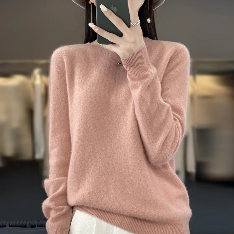 Autumn and winter women\'s pullover new fashion 100% merino wool sweater cashmere top basic O-neck long-sleeved sweater 836