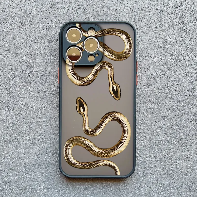 Green Snake Luxurious Black Gold Snake Phone Case for IPhone 16 Plus 15 14 13 12 11 Pro Max Mini Anti Fashion Drop Phone Case image 6