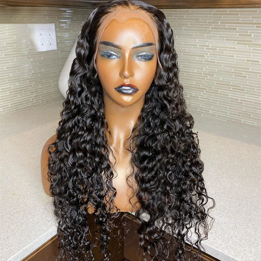 

Long 26'' 180%Density Natural Black Kinky Curly Lace Front Wigs For Women With Baby Hair Preplucked Daily Wear Glueless Wigs