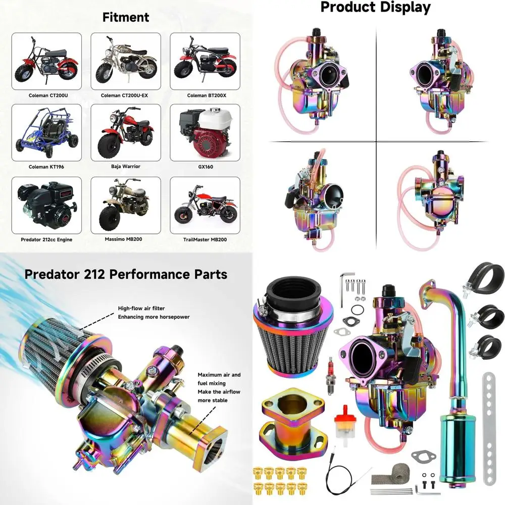 

Карбюратор VM22, глушитель выхлопной трубы 212 куб.см для Predator 212 196cc Coleman CT200U CT200U-EX BT200X, мини-велосипед KT196 Go Kart Baja M