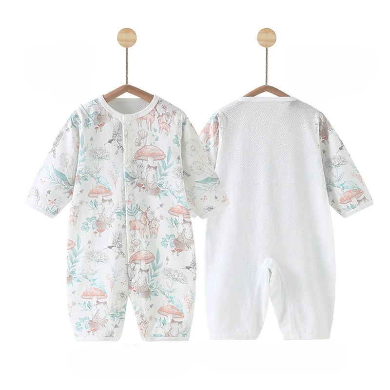 

Summer Thin Baby Clothes in Air-Conditioned Room Long-Sleeve JumpsuitABPure Cotton Surface