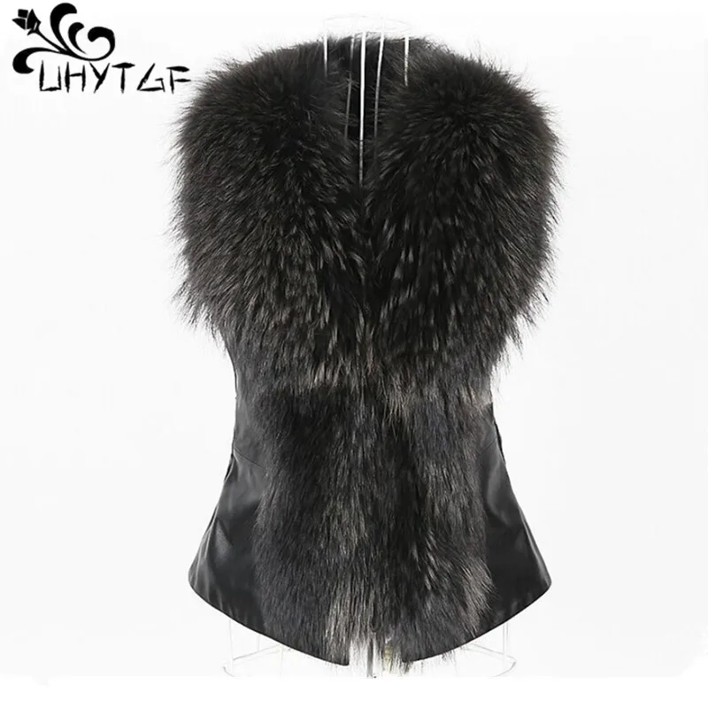 

Autumn Sleeveless Female Fake Fur Leather Patchwork Vest Jacket Women Elegant Casual Black Short Faux Fur Waistcoat Coat 3XL 541