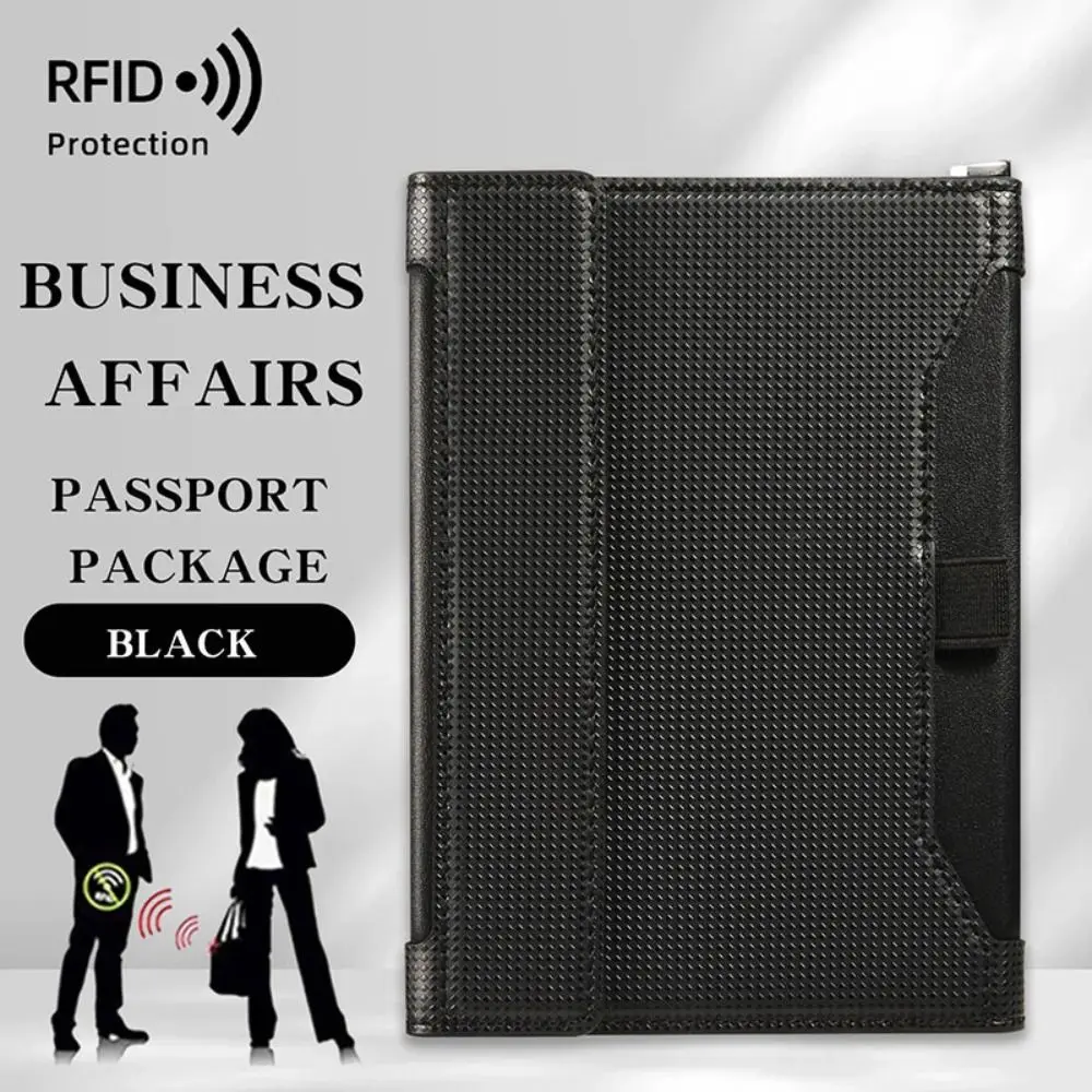 Solid Color Passport Holder RFID Blocking Leather Protective Cover Protector Ticket Slot Clip Travel Document Organizer