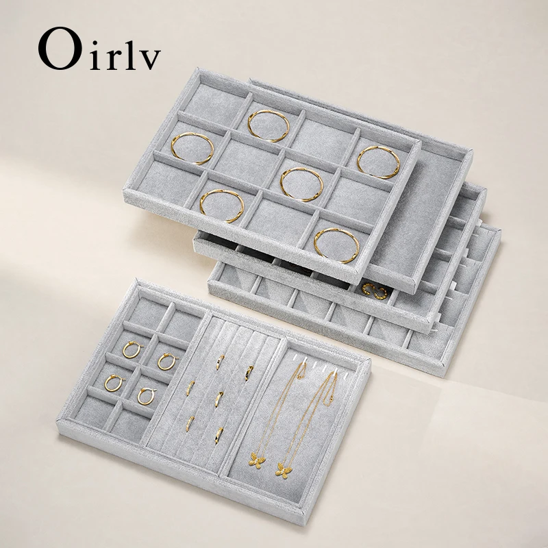 

Oirlv Multifunction Velvet Stackable Jewelry Display Trays Rings Earrings Bracelet Organizer Storage Tray Jewelry Store Props