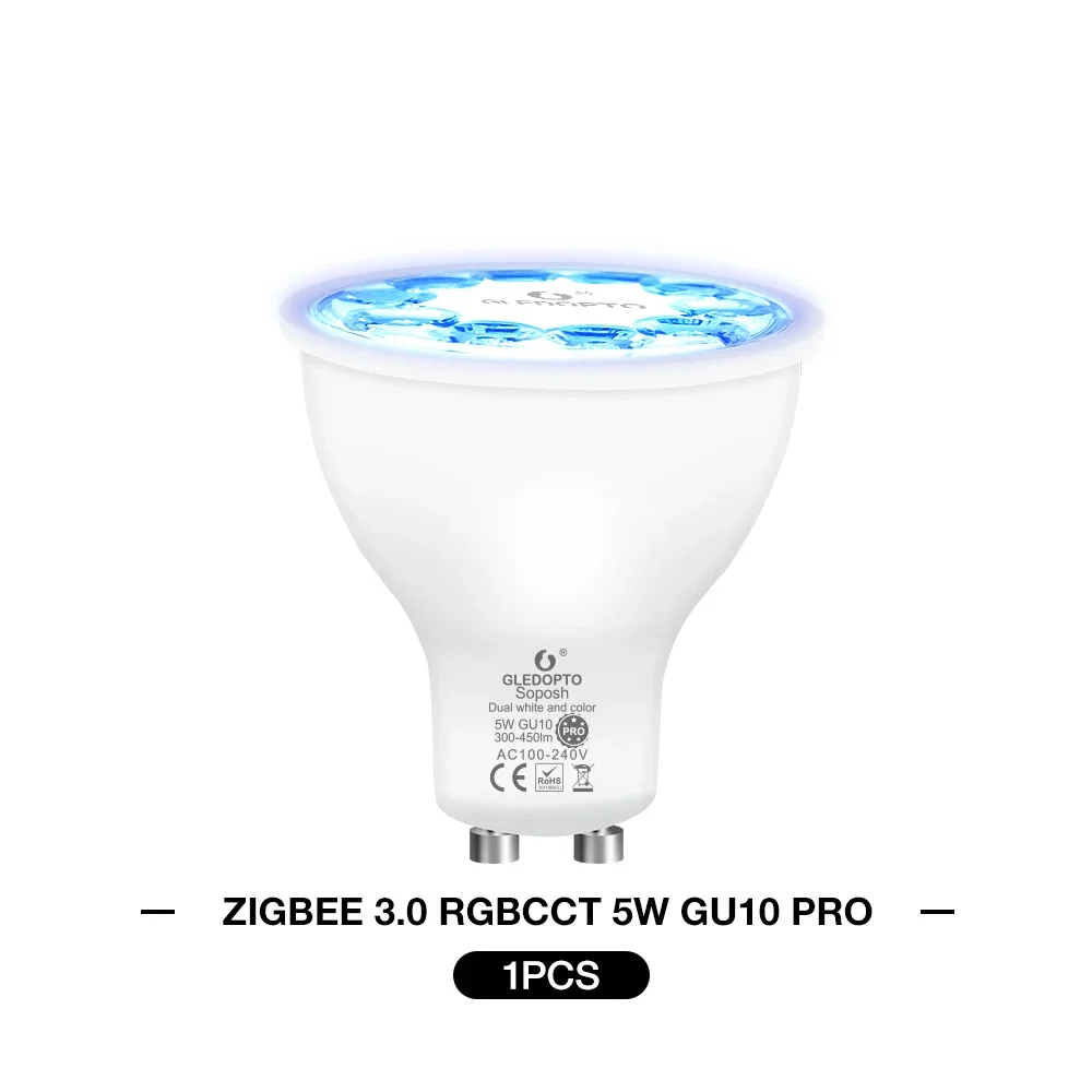 

ZIGBEE 5W RGBCCT GU10 Spotlight Compatible with hu * e Graffiti Zigbee2MQTT Voice App Control