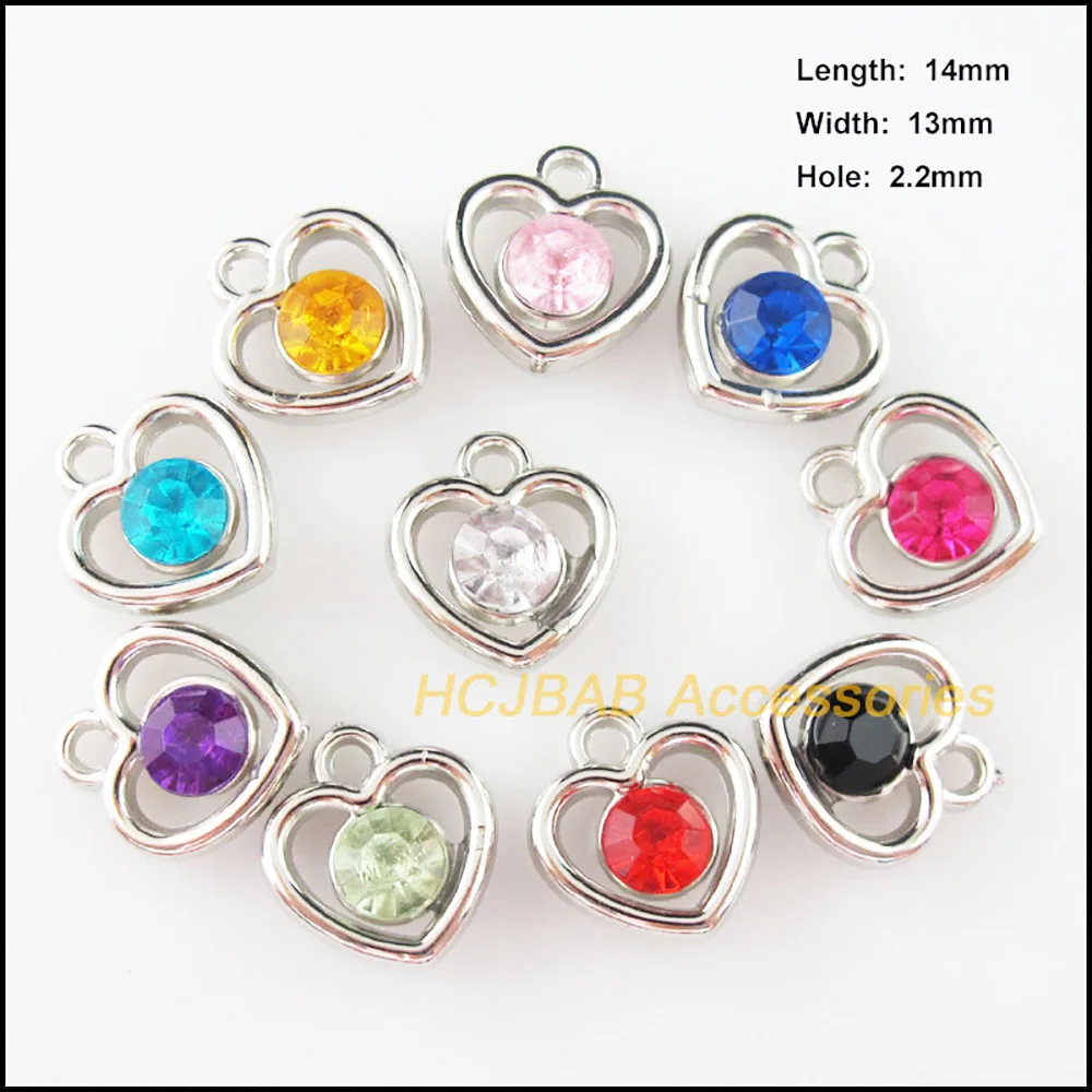 30Pcs Dull Silver Plated Charms Mixed Acrylic Pendants