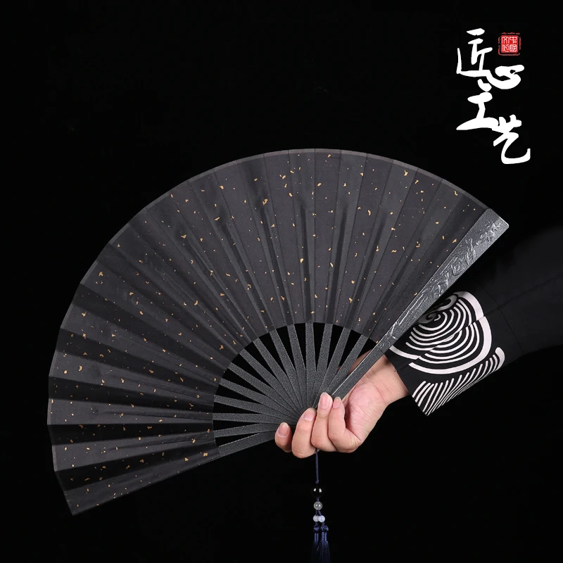 10-Inch Pure Metal Folding Fan Antique All-Metal Tungsten Steel Alloy Fan Frame Non-Titanium Alloy Self-Defense Kung Fu Fan