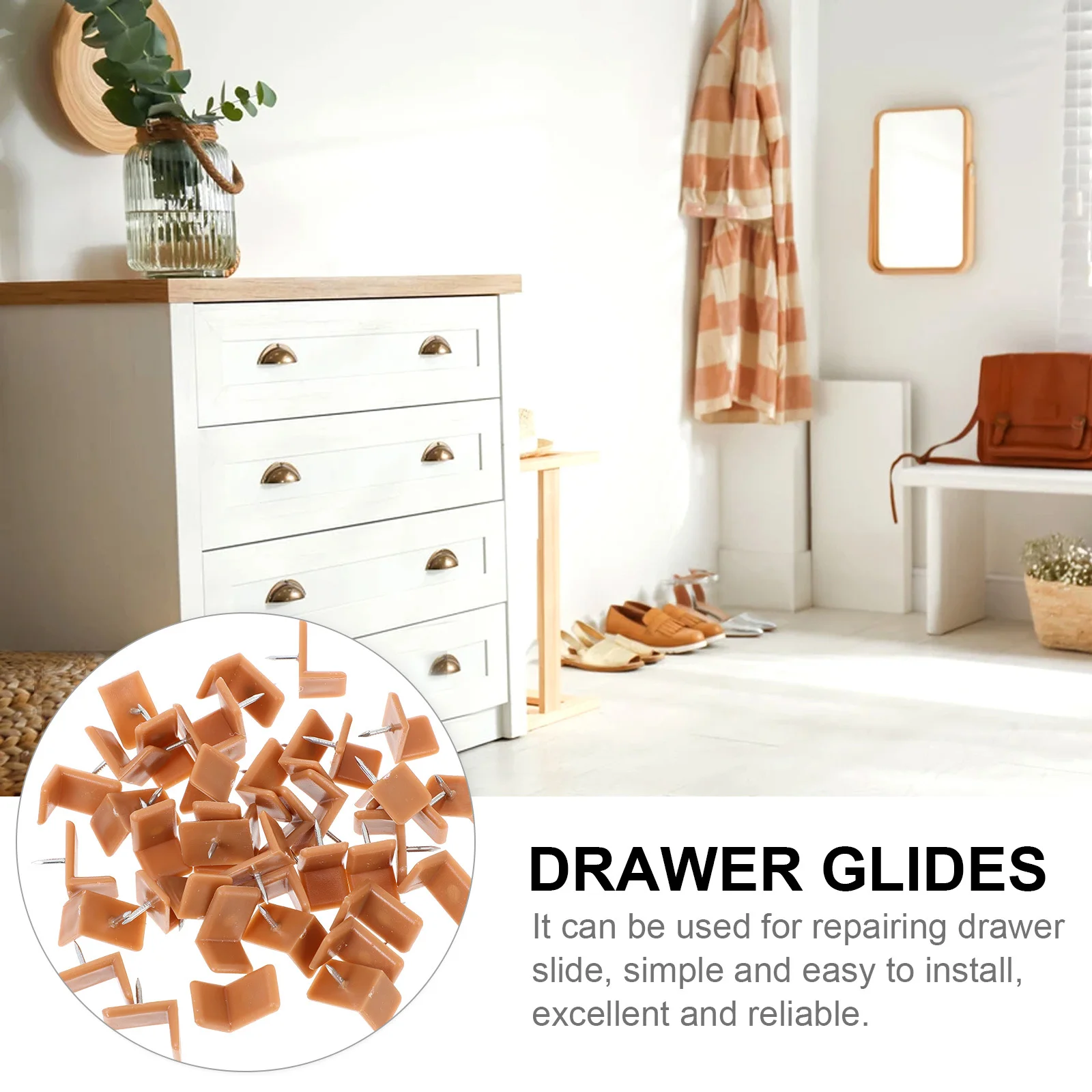 

40Pcs L Shaped Plastic Drawer Glides ABS Iron Durable Drawer Stoppers Repair Guides Replacement for Furniture Drawers