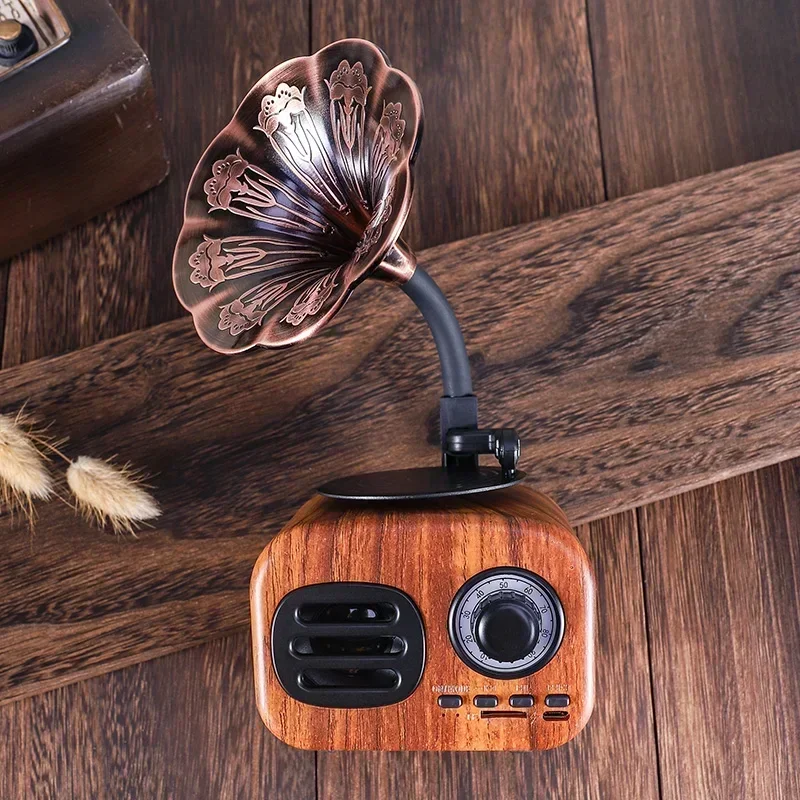 

Mini speaker Outdoor for Music MP3 Subwoofer WirelessSound System TF FM Radio Bluetooth Speaker Retro Wood Portable Box