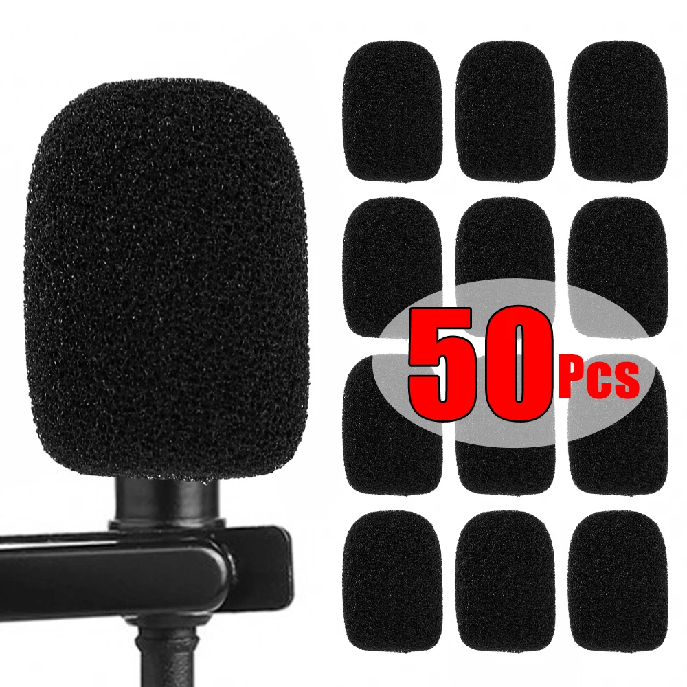 10/50 Pieces Foam Microphone Windscreen Mic Covers Sponge Protection for Small Lapel Headset Microphones Black 8mm Mic Cap