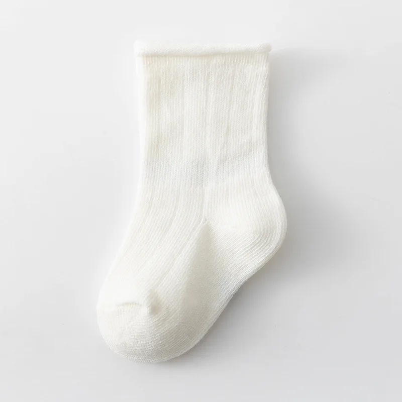 Infant Babies Girls Socks Cotton White Middle Tube Toddler Girls Socks Loose Mouthed Solid Newborn Kids Girls Socks Four Seasons