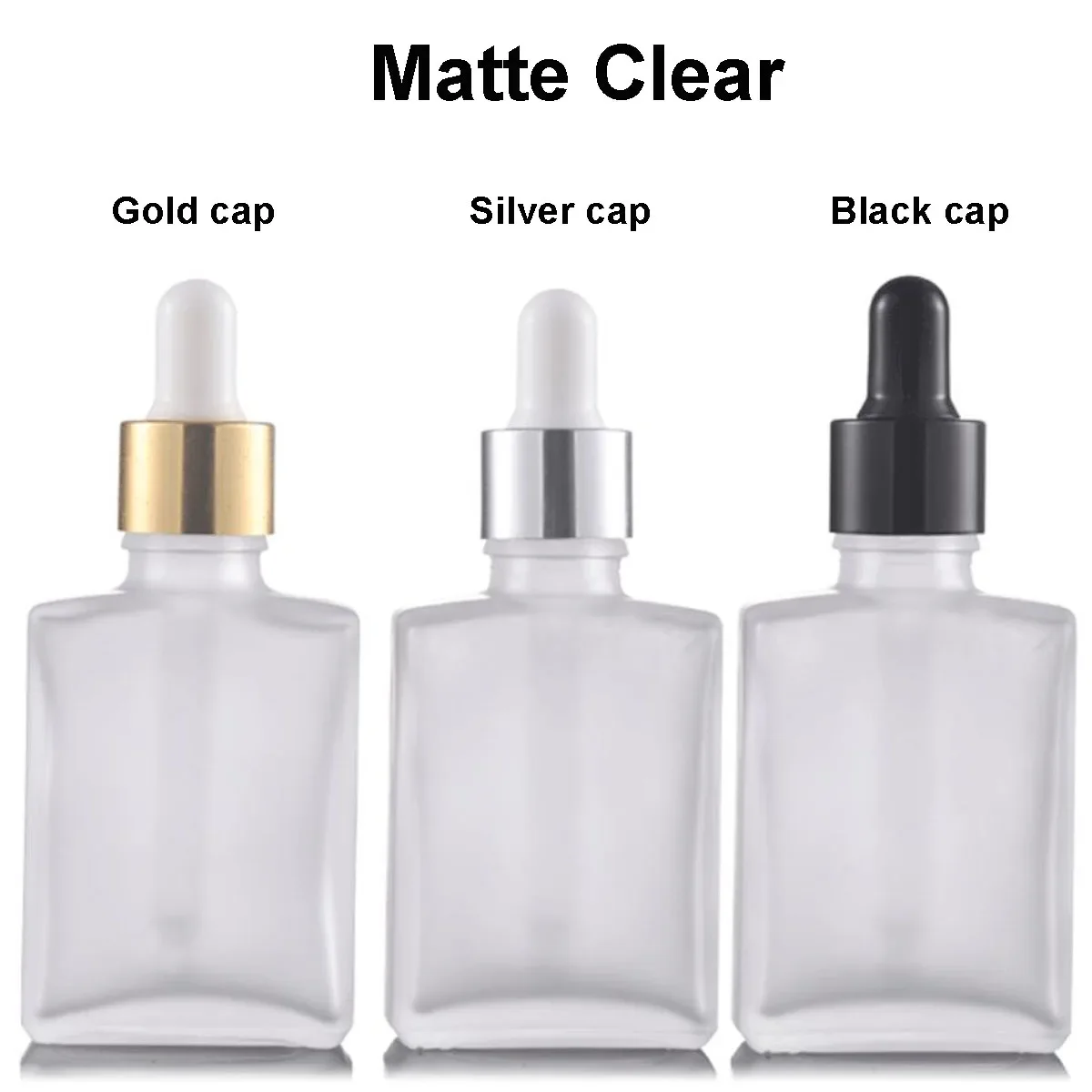 10X 15ml 30ml 50ml 100m Flat Frosted Matte Clear Black Glass Essential Oils Serum Bottle With Glass Dropper Eye dripper Pipette
