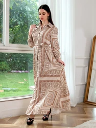 Spring Maxi Muslim Dress Women India Dubai Arabic Abaya Print Turkey Eid Vestidos Kaftan Gown Robe Musulman Long Dresses 2022