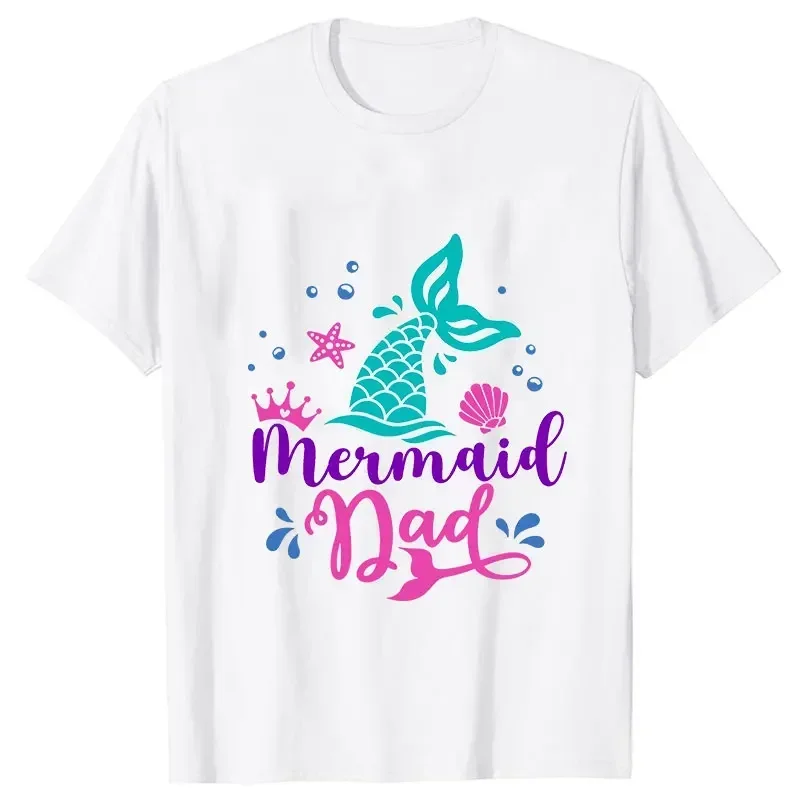 1~9 Years Old Birthday Girls Party T-shirt Mermaid Kawaii Graphic Short Sleeve Tees Matching Family Clothes Unisex Kids Tops