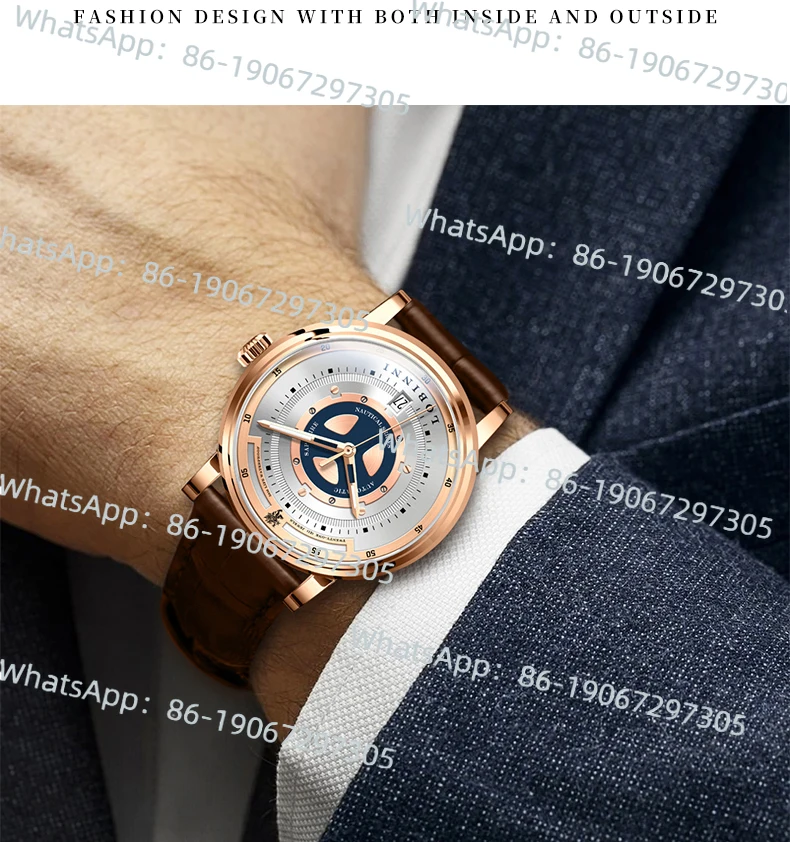 

Модные мужские автоматические механические часы контрастного цвета, настоящие брендовые водонепроницаемые светящиеся мужские часы