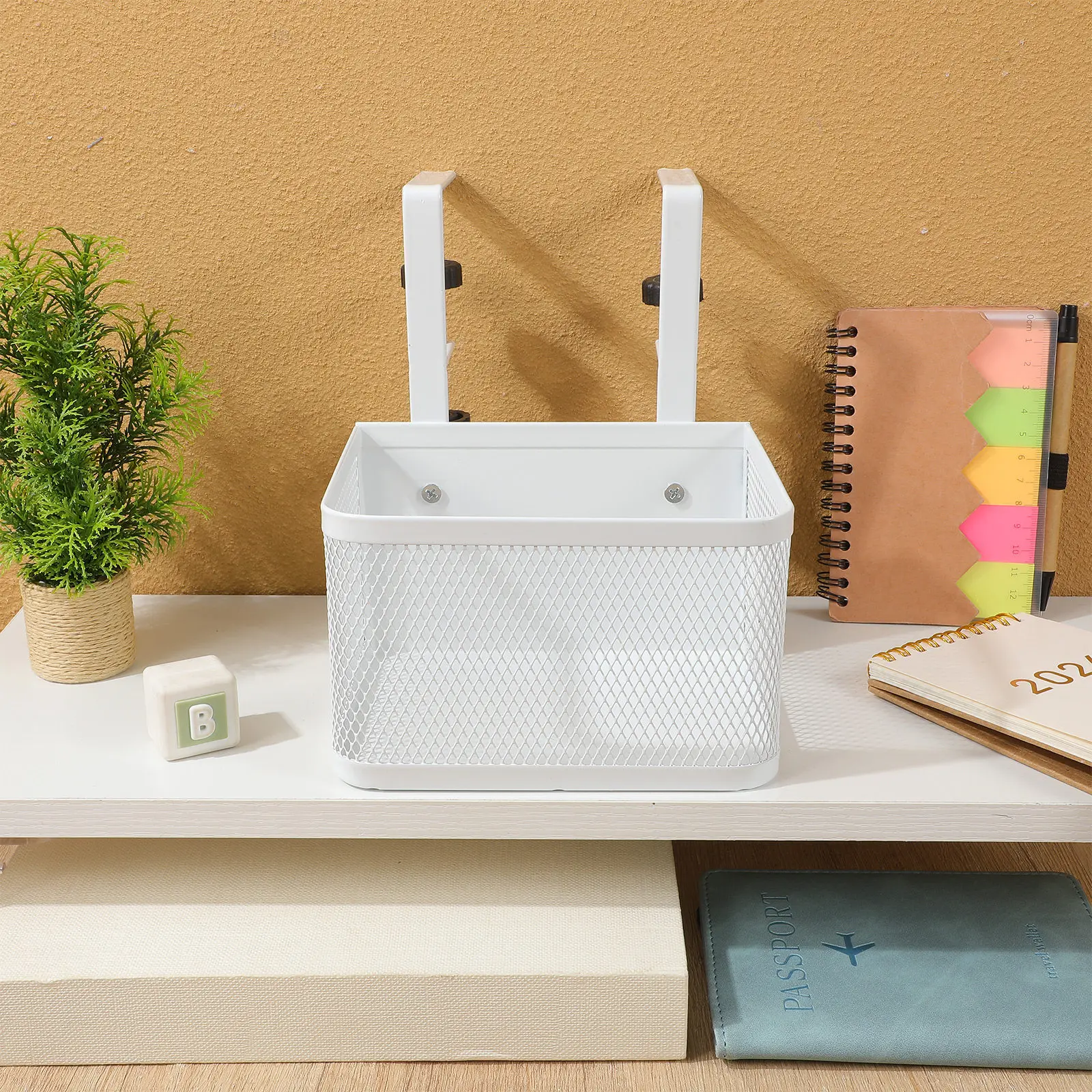 Clamp-on Desk Organizer Basket Under Desk Storage Shelf for Office Classroom Home No Drill Secure Carbon Steel Clamp Mesh Metal