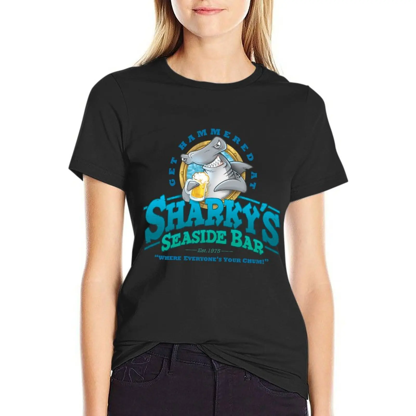 

Sharky's Seaside Bar T-Shirt plus size tops Aesthetic clothing cropped t shirts for Women