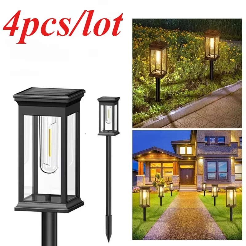 4pcs/lot Solar Power Garden Light LED Outdoor Tungsten Wire Ground Plug in Light Landscape Garden Lawn Ground Plug in Light