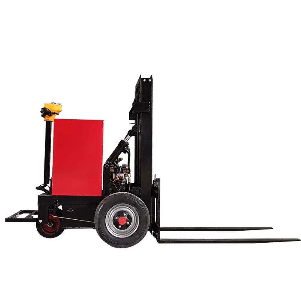 

Small stand up all electric forklift with simple three wheel hydraulic lift