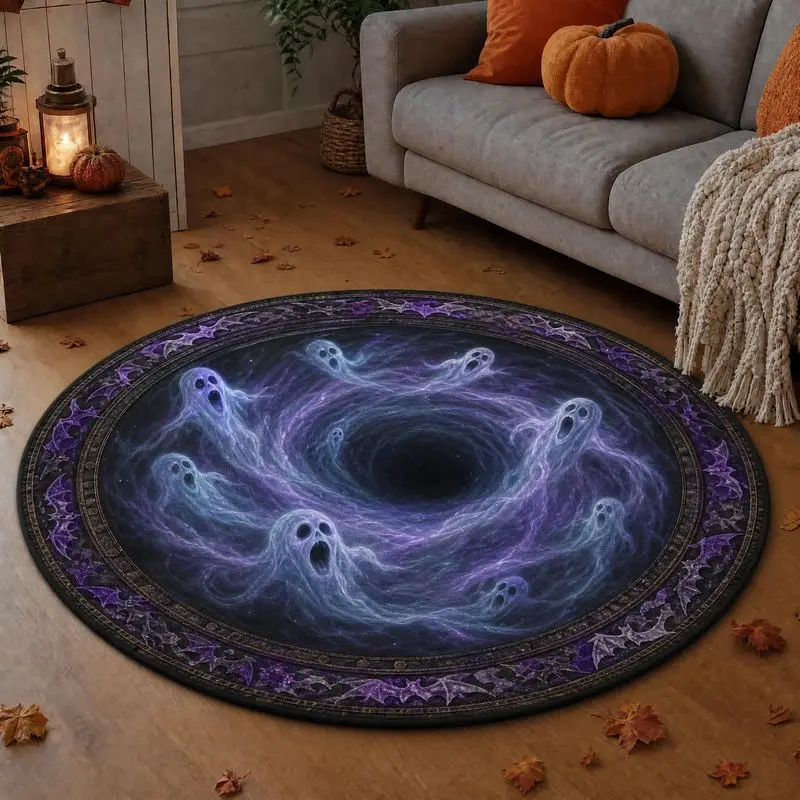 VIKAMA Gothic Visual Effect Carpet Halloween Scary Decoration for Living Room Floor Mat Washable Non Slip Festive Home Decor