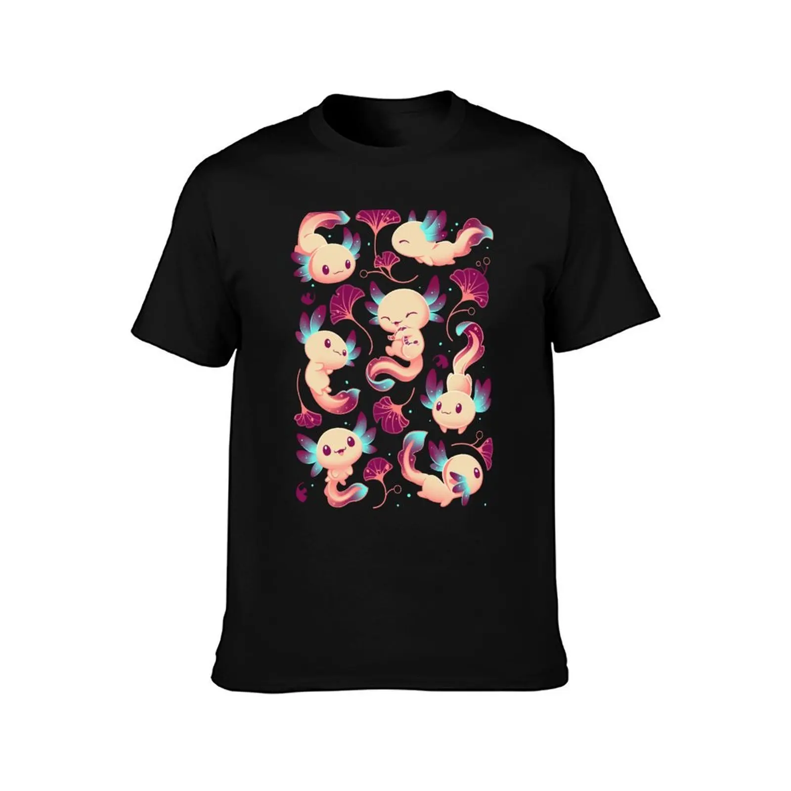 Axolotl Wonders - Cute Salamanders T-Shirt, Summer Casual Cotton Tee, Oversized Streetwear Tops, Vintage Graphic Print