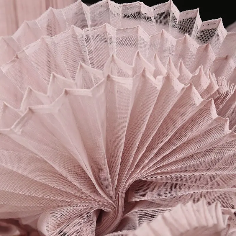 Big Brand Pleated Designer Fabric By The Meter,Stiff Organza Fabrics For Sewing Fashion Dress DIY Background Decor Material