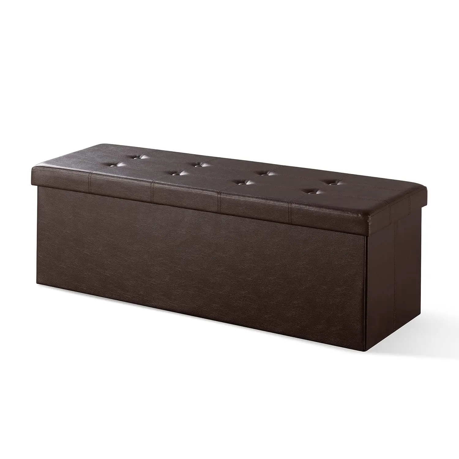 Tufted Faux Leather Folding Storage Ottoman Bench with Memory Foam Seat, Foot Rest Stool, 45 Inch, Customized