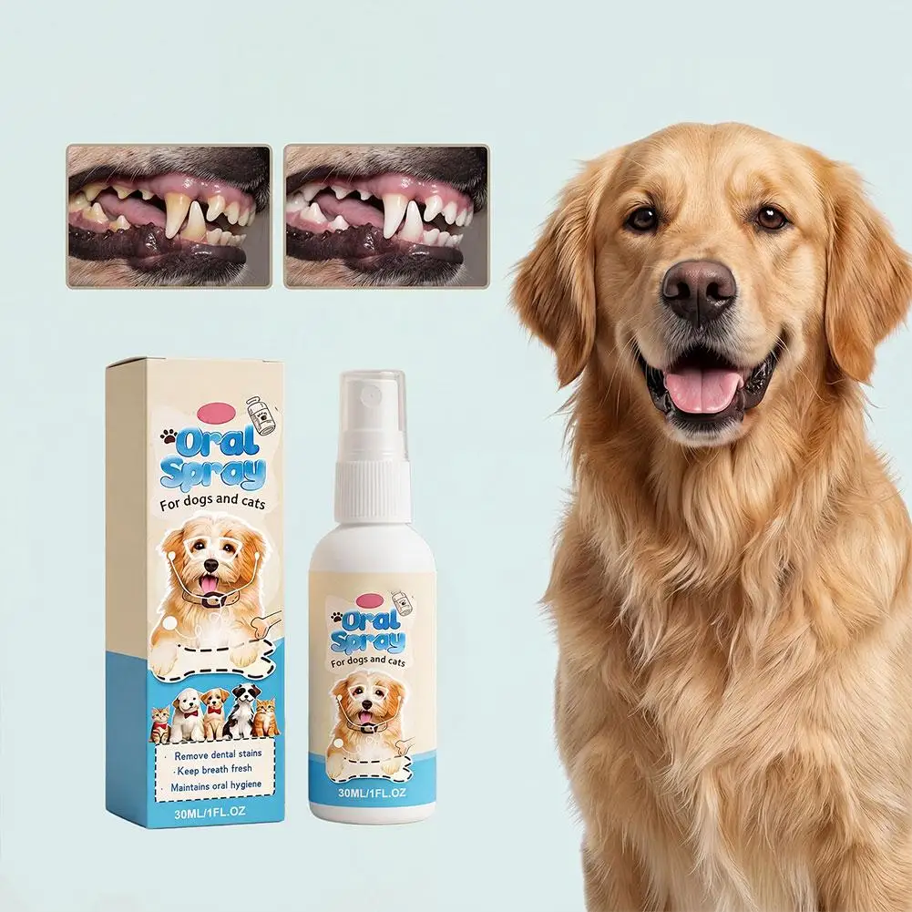 Pet Oral Spray for Dogs & Cats,Gentle Breath Freshener, Plaque & Tartar Reducer, No-Brush Dental Cleaner Spray for Pet Oral Care