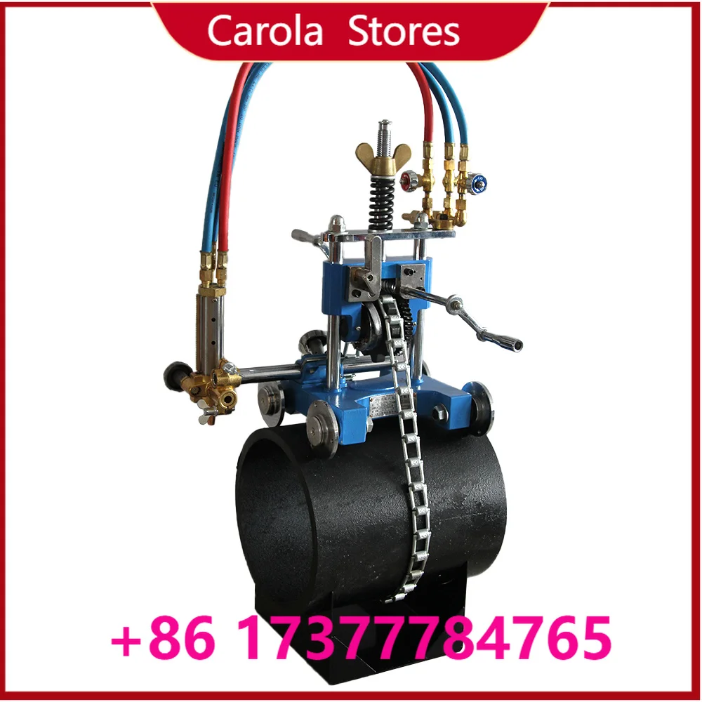 Manual Chain Type Pipe , Hand Crank Oxy-Fuel Steel Pipe Cutter for Round Pipe Straight Cut & V/Y Bevel