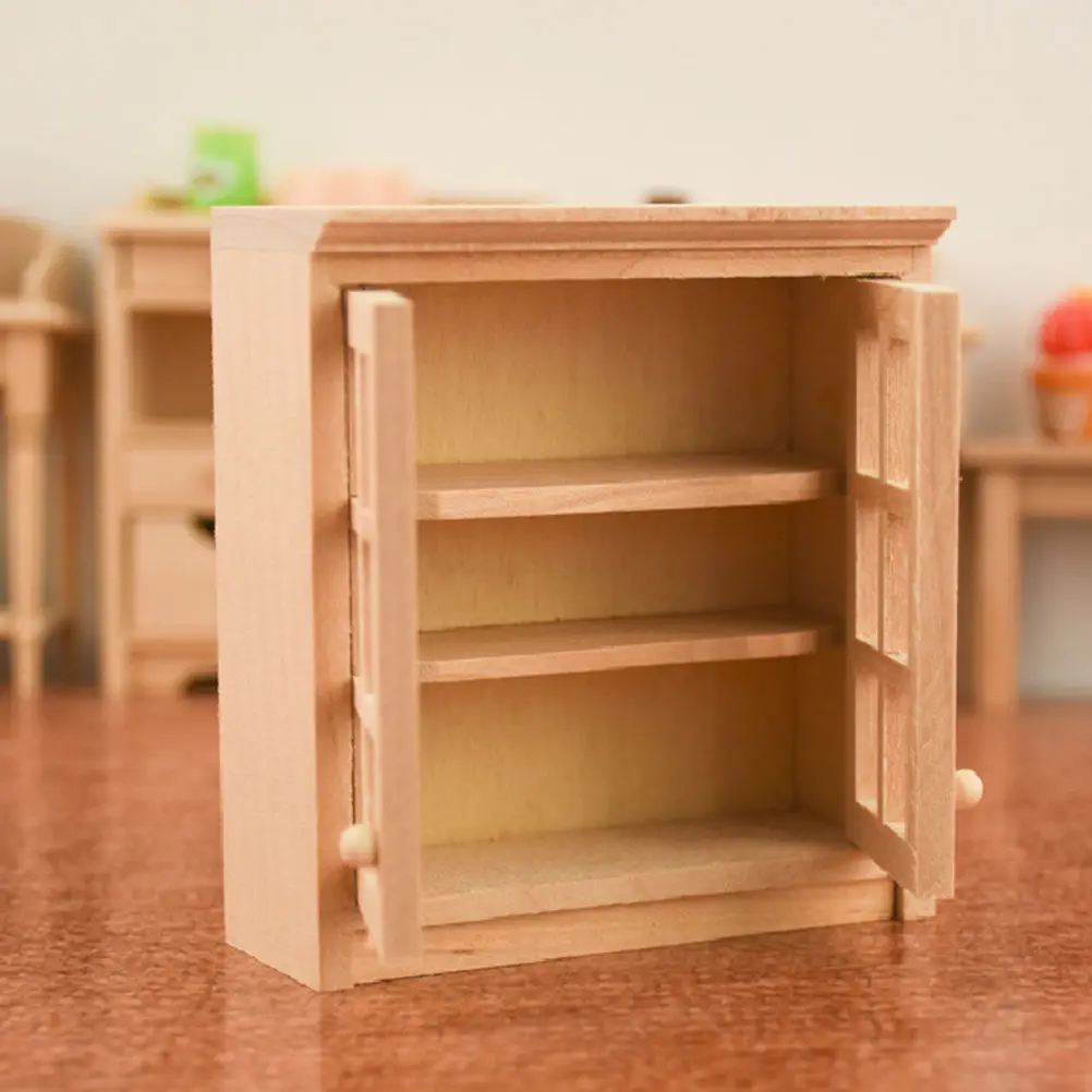 

1Pcs Wooden Mini Wall Cabinet for Kids DIY House Models Student Graduation Project Photo Prop Elegant Micro Landscape Adornment