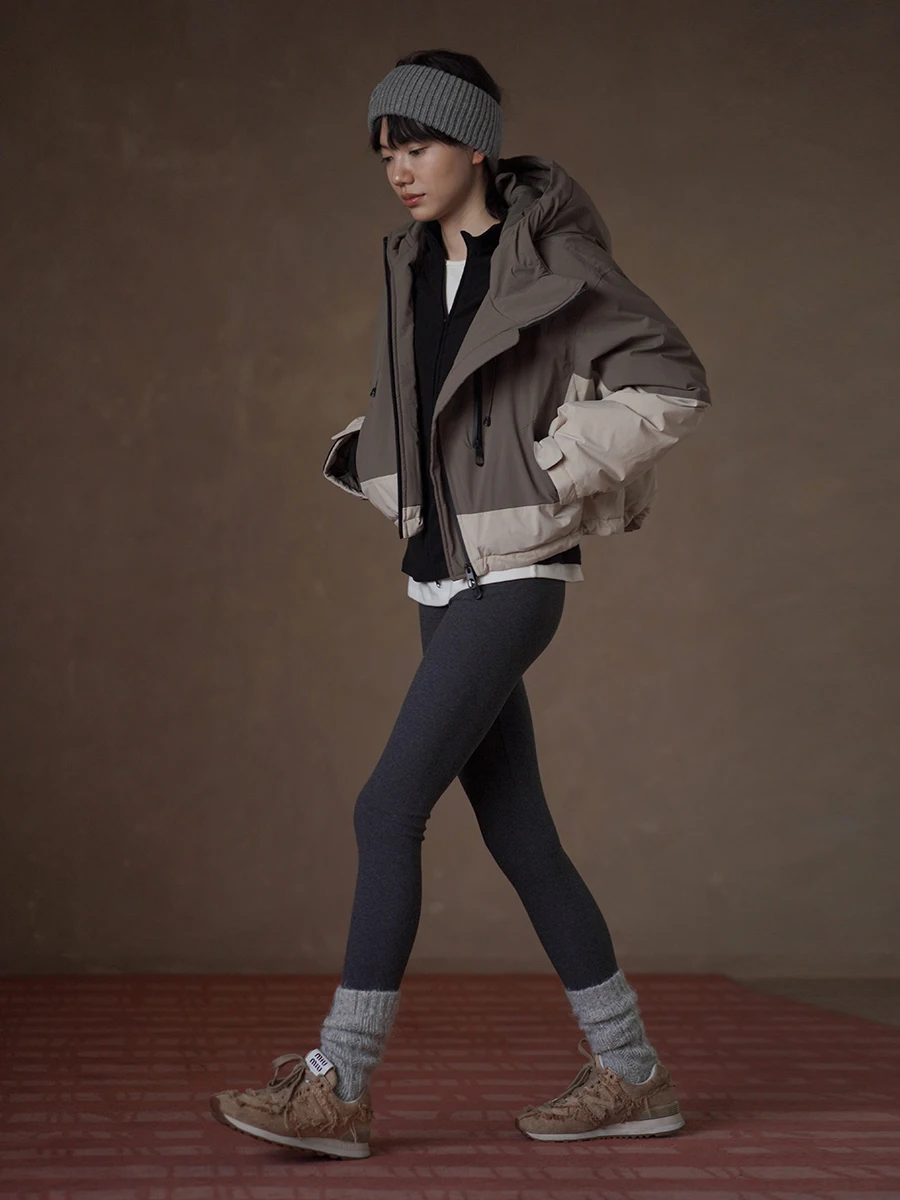 

Хакикики Miss Ro Exploration Color Blo Design Down Jaet Ветрозащитный Водонепроницаемый Капюшон на молнии Свободная верхняя одежда для женщин