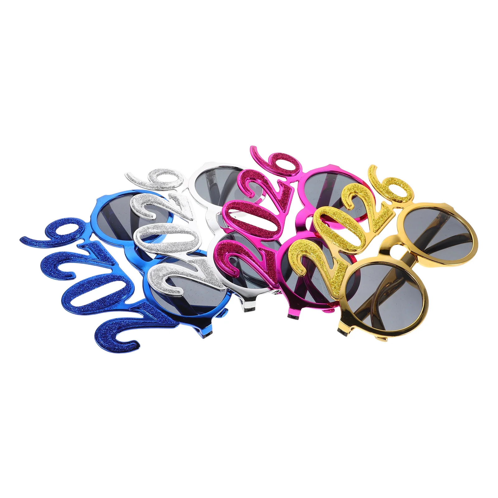 

4Pcs 2026 Glitter Glasses Stylish Number Eyewear for New Year Eve Countdown Party Graduation Celebration Photo Booth Use