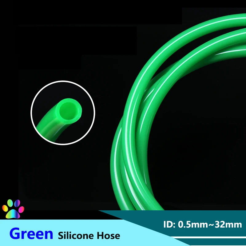 1/5/10M Green Food Grade Silicone Rubber Tube Pipe ID 0.5~32mm OD 1~38mm Nontoxic Flexible Garden Aquarium Air Water Hose