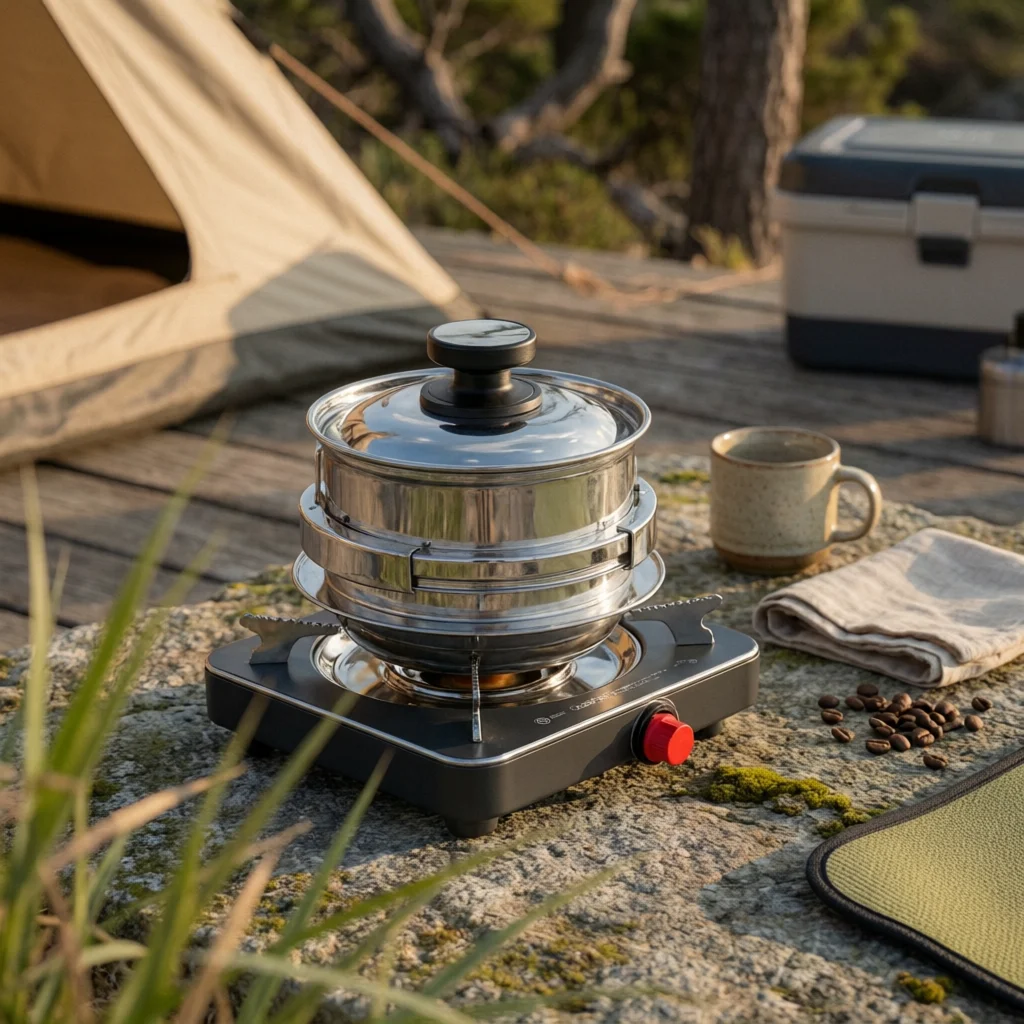 Portable Pressure Cooker Cooktop Top Compatible Mini Pressure Cooker Cookware Easy to Clean 90 kPa for Travelers
