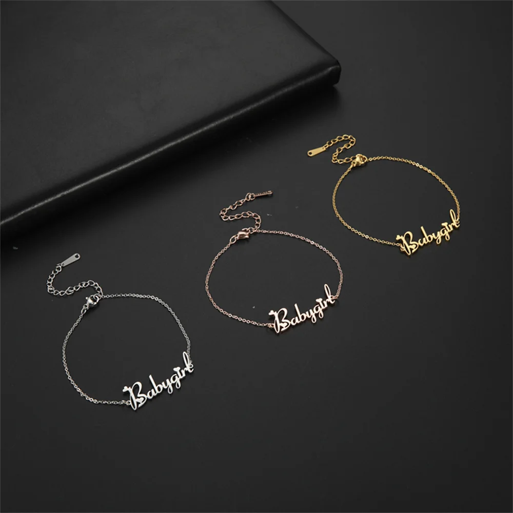 My Shape-Bracelets avec Nom Personnalisé pour Femme, en Acier Inoxydable, Longueur Ajustable, Bijoux avec Lettres Personnalisées