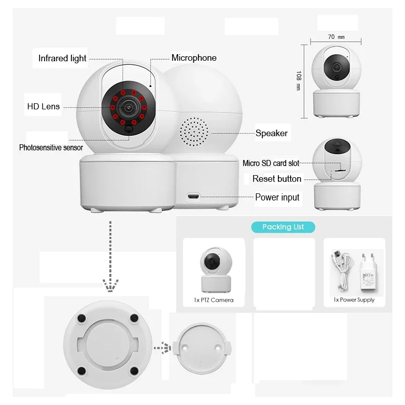 Imagem -05 - Icsee Security Protection Smart Mini Wifi Survalance Câmera Indoor Cctv Vigilância Assaltante Câmera com Auto Tracking Câmeras Vigilância Wifi