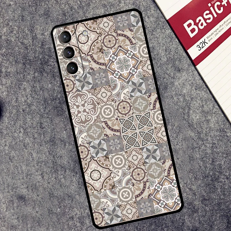 Boho Tile Mosaic Aesthetic Case For Samsung Galaxy S24 S22 S23 Ultra Note 20 S9 S10 Note 10 Plus S20 FE S21 FE Cover