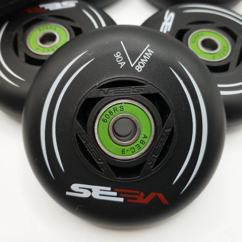 Inline skate wheel roller wheel black seba 76mm 80mm 90a including bearings 4wheels/lot