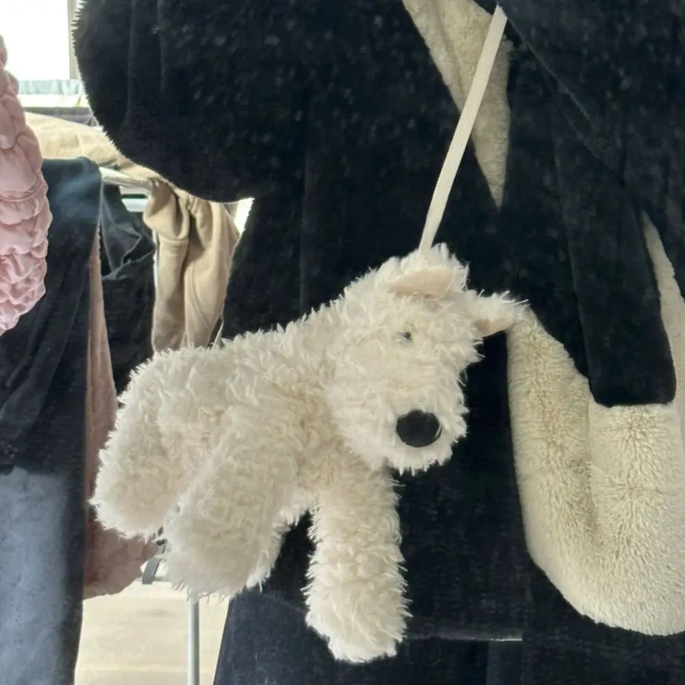 Mignon West Highland chiot sac à bandoulière moelleux Kawaii chien poupée sac peluche poupée fourre-tout fille