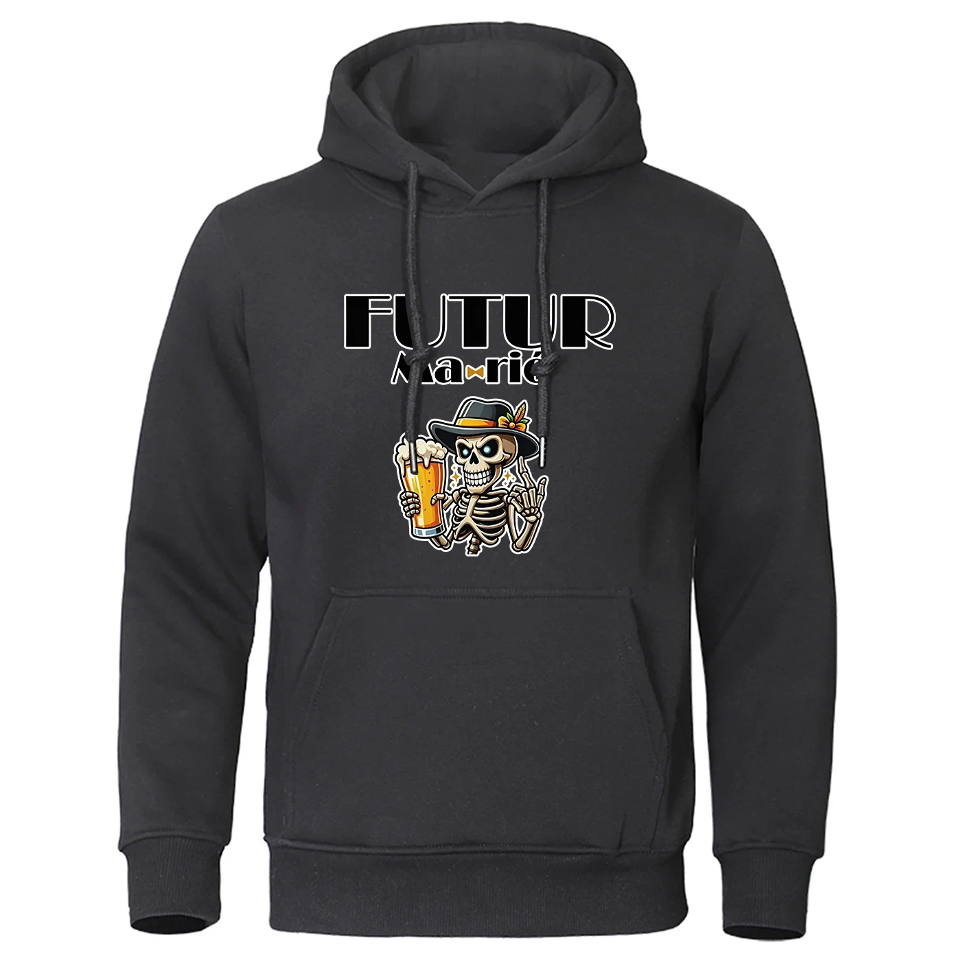 2026 New model Team Married Future Groom Man Squad Wedding Beer Skeleton Men's solid-color hoodie With a hat