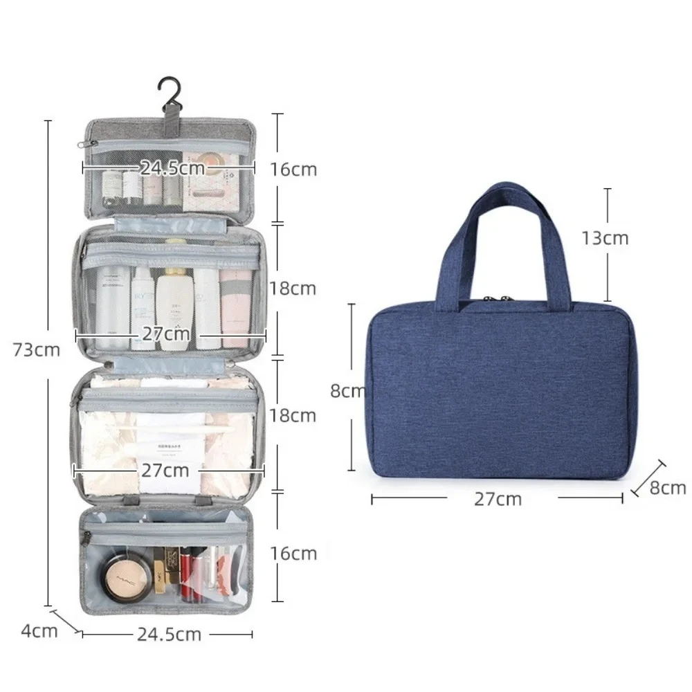 Reistas voor toiletartikelen met ophanghaak, spatwaterdichte opbergtas voor cosmetica in de badkamer | Reistas met grote capaciteit voor make-up en toiletartikelen - afbeelding 1