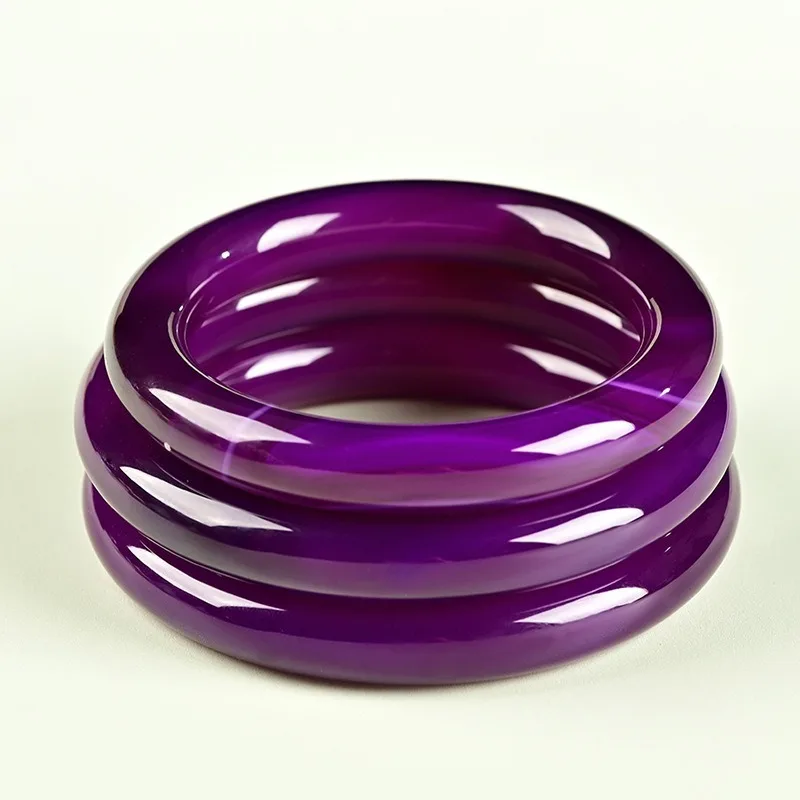 China Natural Purple Agate Hand-carved Round Jade Bracelet Fashion Boutique Jewelry Female Purple Jade Bracelet