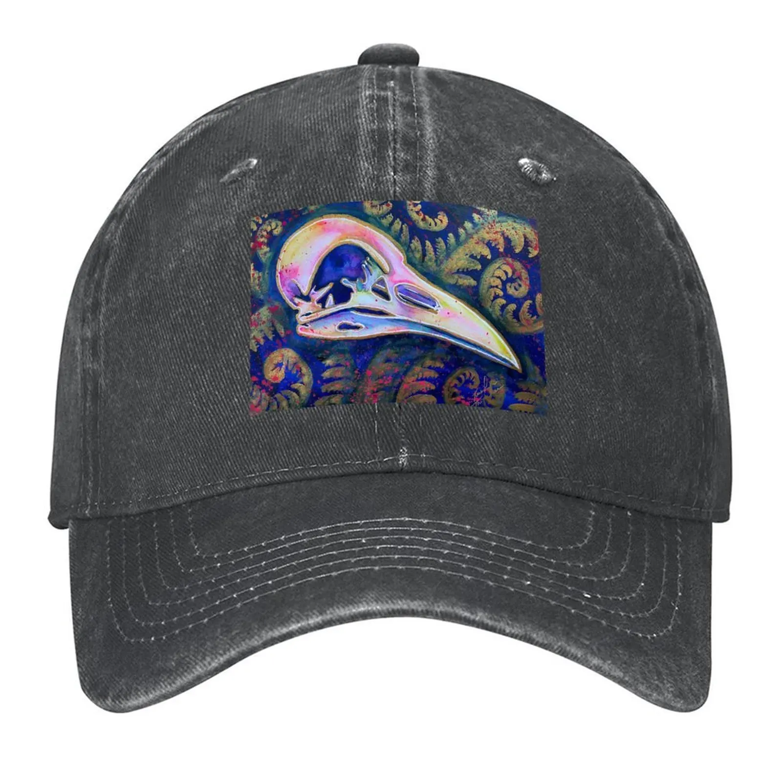 

Crow Watercolor Skull Baseball Cap Trucker Cap Luxury Cap Fishing hats for men Men's Women's